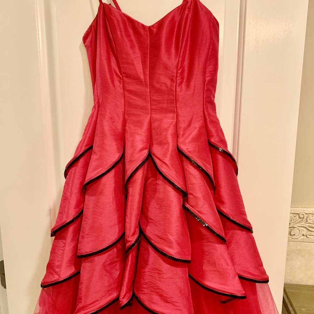 Betsy Johnson Pink and Black sequin prom dress